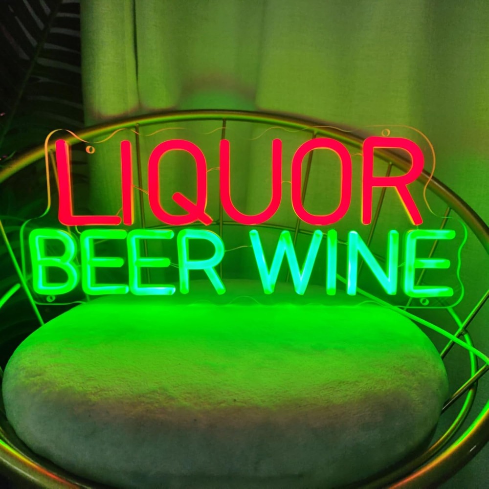 Wine Beer Whiskey Year - Enseigne néon LED pour spiritueux, bière,